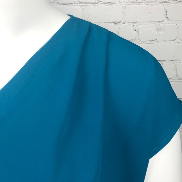 INC Teal Pleated Shoulder Top Plus Size 0X 1X - Picture 4 of 4